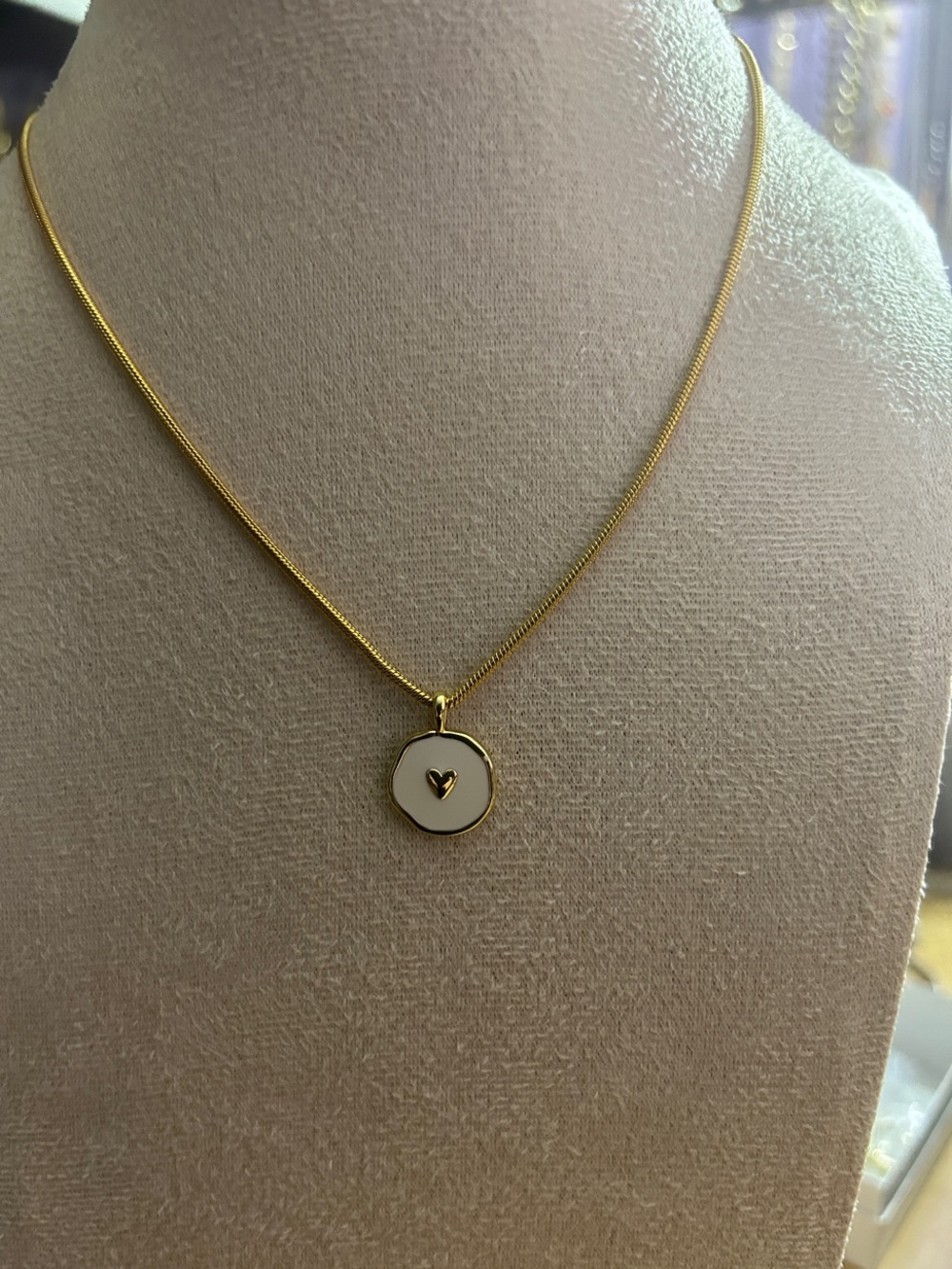Asymmetrical Organic Heart Enamel Pendant Necklace NEW in Packaging